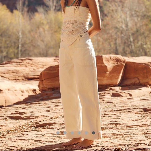 WE THE FREE PALMER CUFFED JEANS EGGSHELL - Picture 2 of 8